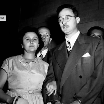 Ethel and Julius Rosenberg during their trial for espionage in New York. Photograph: AP