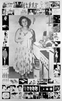 Photo collage with Ethel Rosenberg in the center