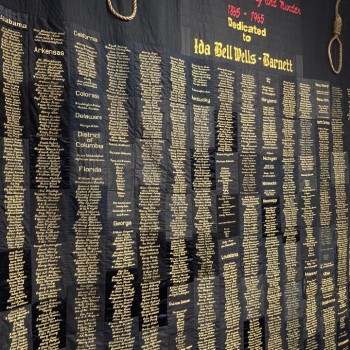 quilt with the names of 5,000 Black people who were lynched between 1865 and 1965. By artist April Shipp. Photo by: Lauren Edwards Fox 17