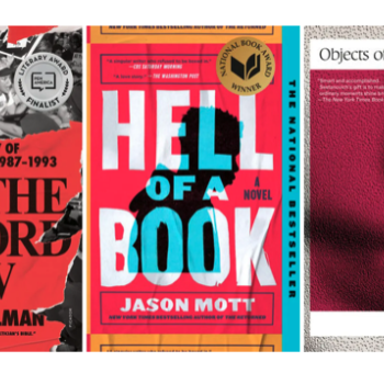 Image of three book covers side-by-side ("Let the Record Show", "Hell of a Book", "Objects of Desire")
