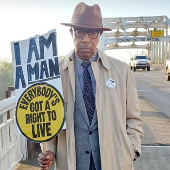 Stanley Campbell Sr. as the Memphis “Foot” Man on the Edmund Pettus Bridge in Selma, AL. 