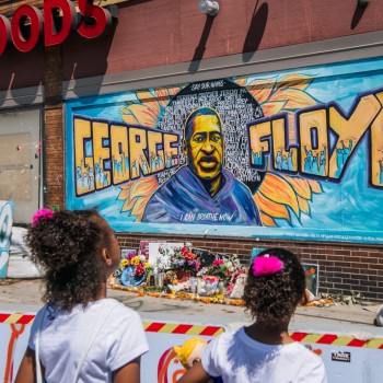 A George Floyd mural in Minneapolis, Minnesota.